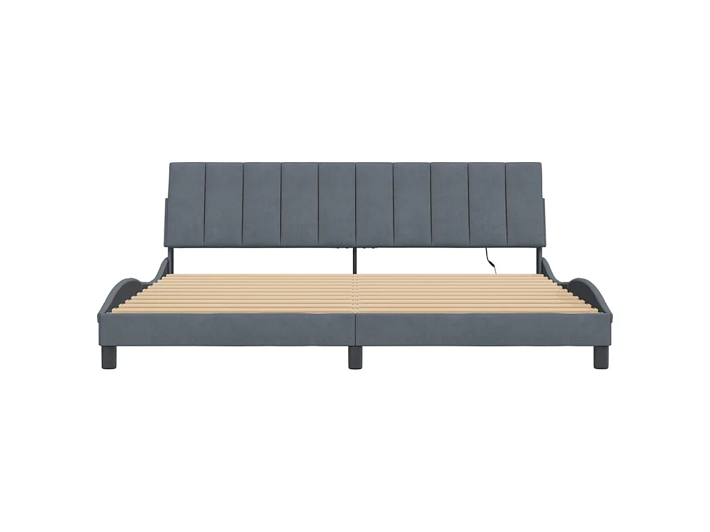 Bedframe met LED zonder matras "Hanko"  fluweel donkergrijs 200x200 cm