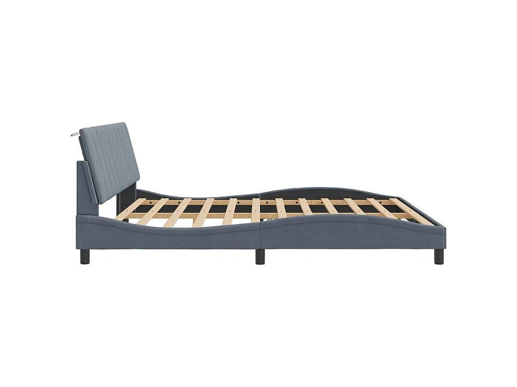 Bedframe met LED zonder matras "Hanko"  fluweel donkergrijs 200x200 cm