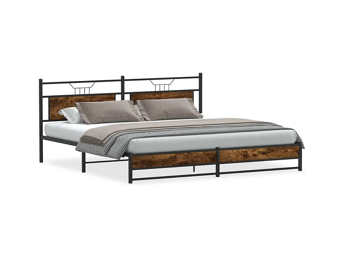 Cadre de lit en métal sans matelas chêne fumé 200x200 cm
