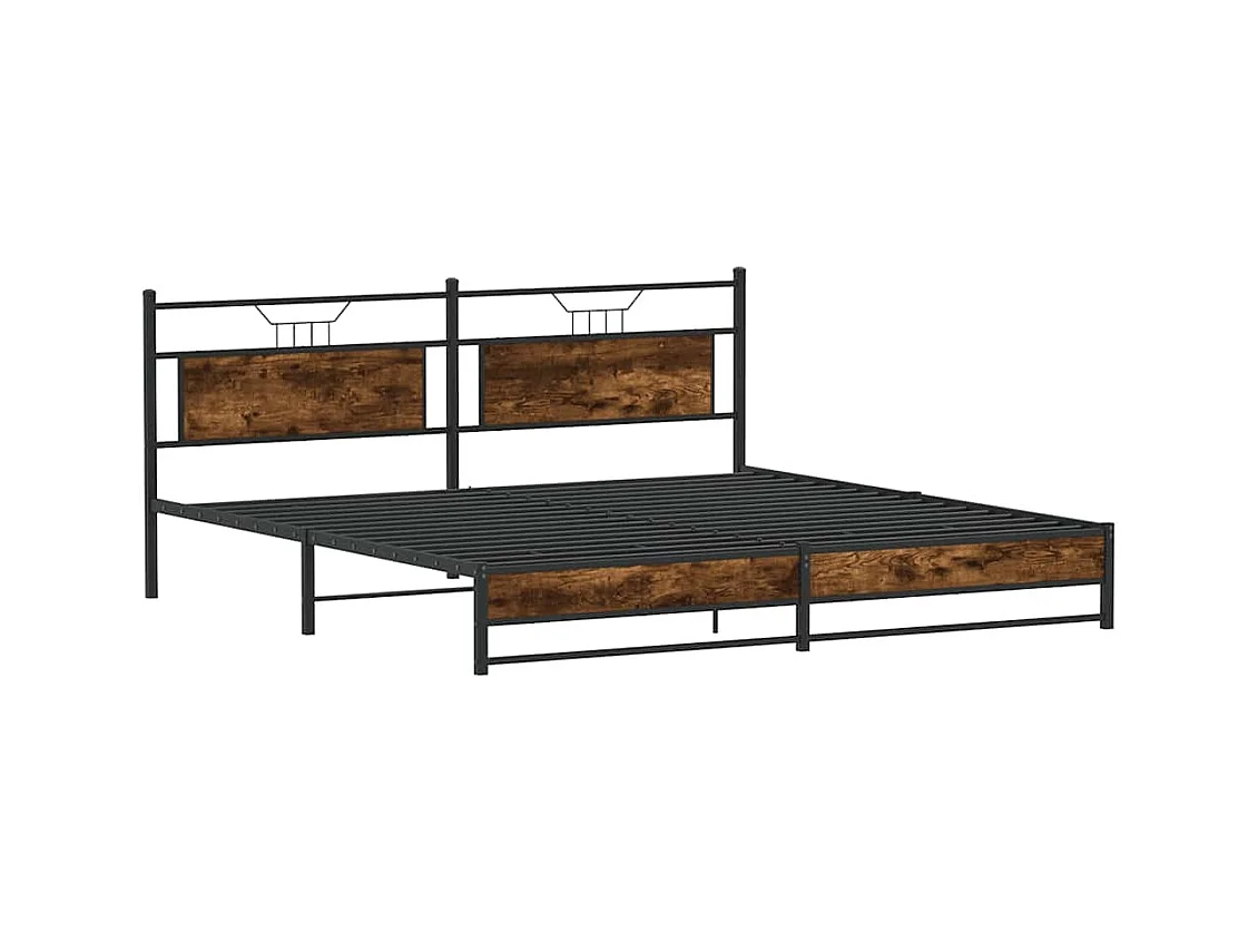 Cadre de lit en métal sans matelas chêne fumé 200x200 cm