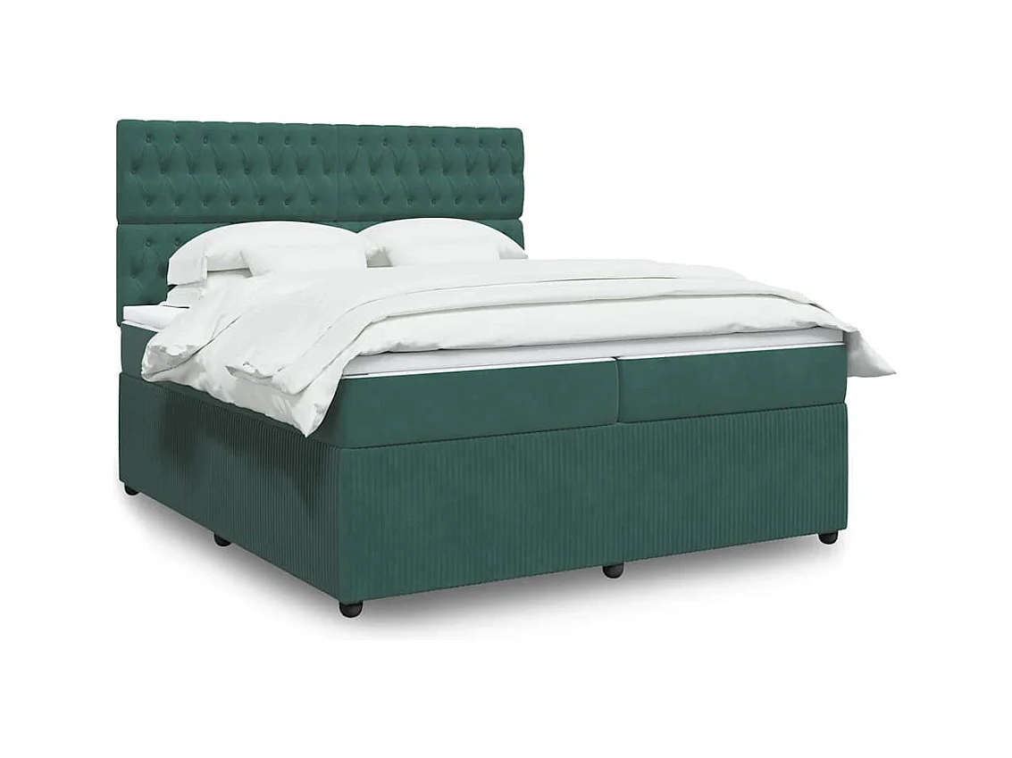 Sommier à lattes de lit et matelas Vert foncé 200x200cm Velours