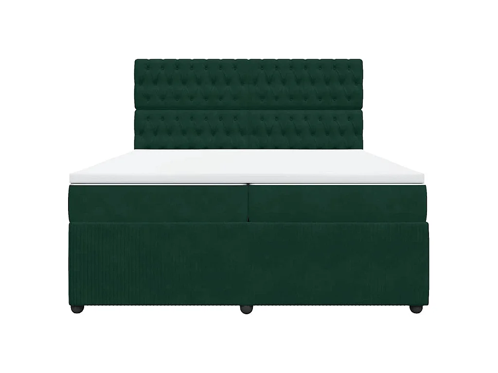 Boxspringbett mit Matratze Dunkelgrün 200x200 cm Samt