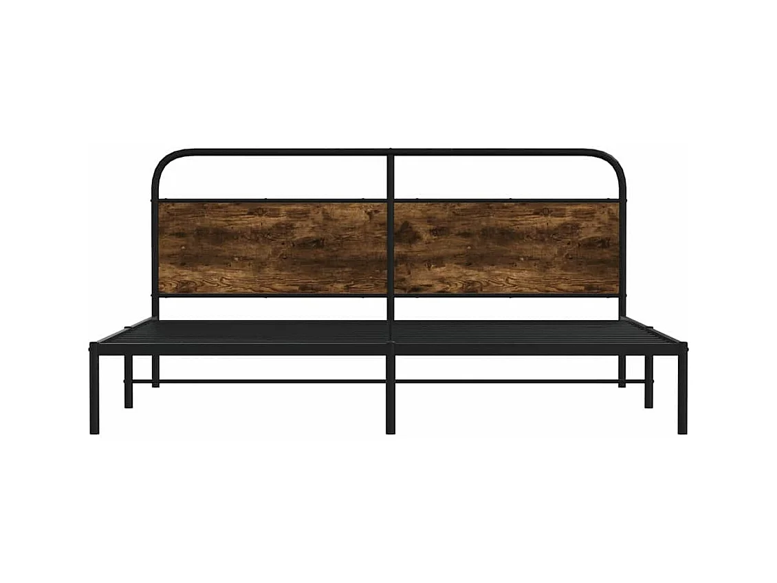 Metallbett ohne Matratze Räuchereiche 193x203 cm