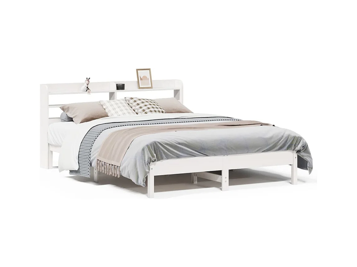 Estructura de cama sin colchón madera de pino blanca 150x200 cm