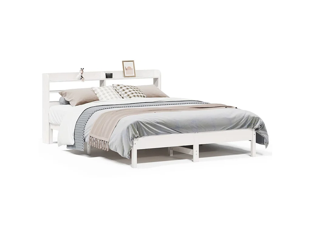 Cadre de lit sans matelas blanc 150x200 cm bois de pin massif