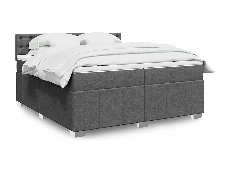 Boxspringbett mit Matratze Dunkelgrau 200x200 cm Stoff