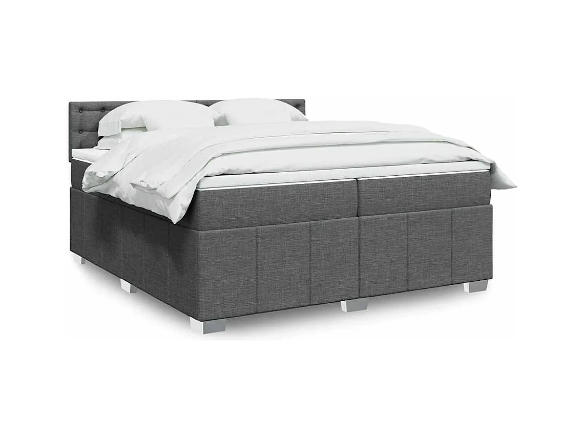 Boxspringbett mit Matratze Dunkelgrau 200x200 cm Stoff