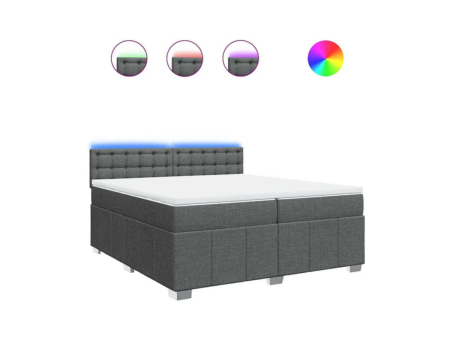 Boxspringbett mit Matratze Dunkelgrau 200x200 cm Stoff