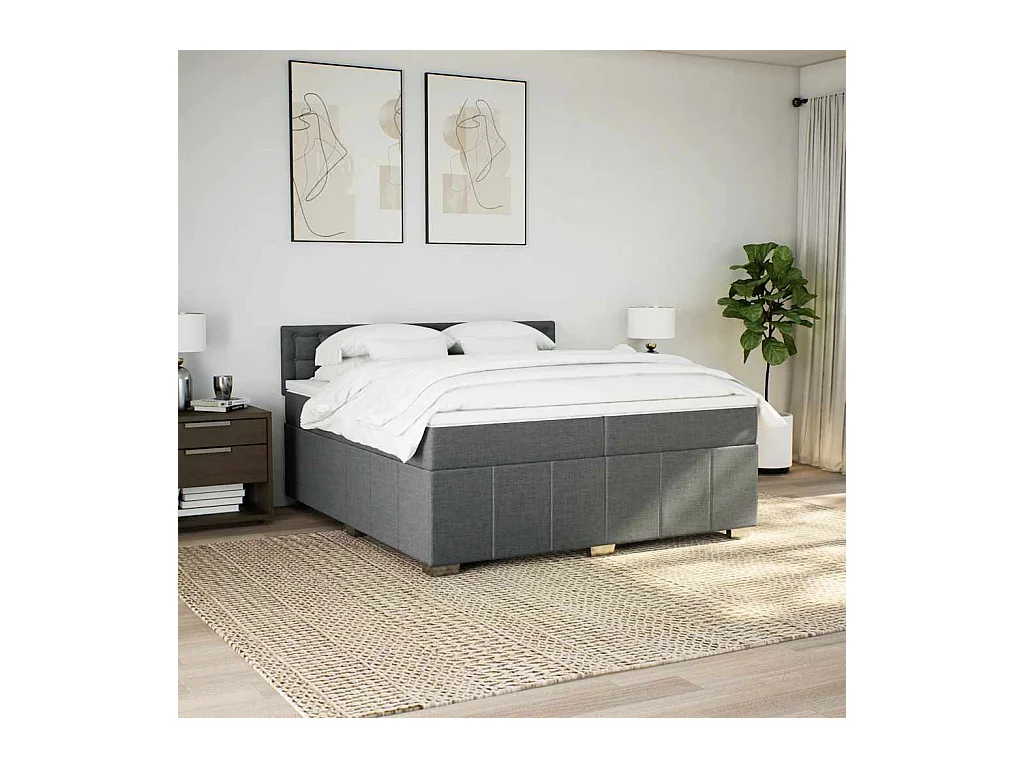 Boxspringbett mit Matratze Dunkelgrau 200x200 cm Stoff
