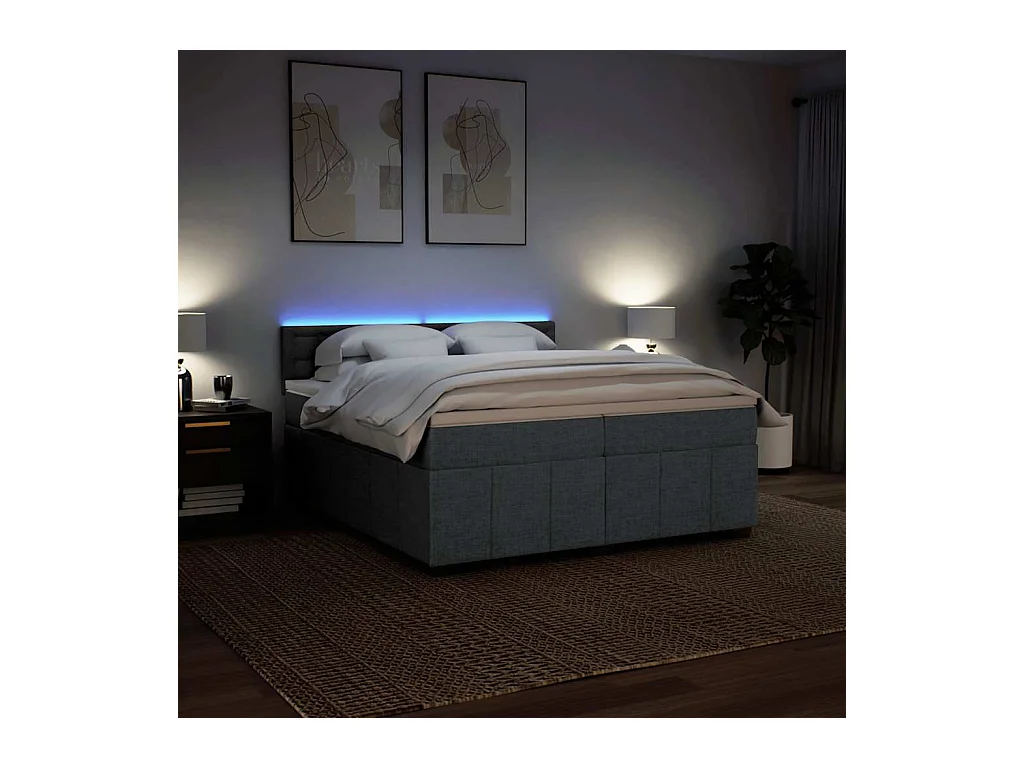 Boxspringbett mit Matratze Dunkelgrau 200x200 cm Stoff