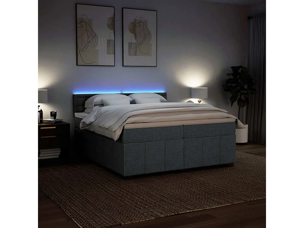 Cama com molas/colchão 200x200 cm tecido cinzento-escuro