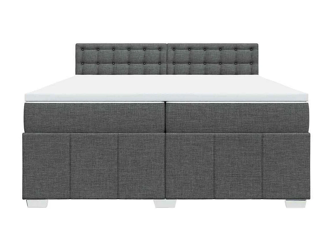 Cama com molas/colchão 200x200 cm tecido cinzento-escuro