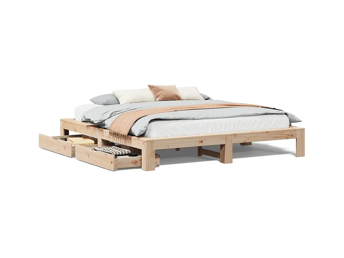 Bedframe zonder matras massief grenenhout 200x200 cm