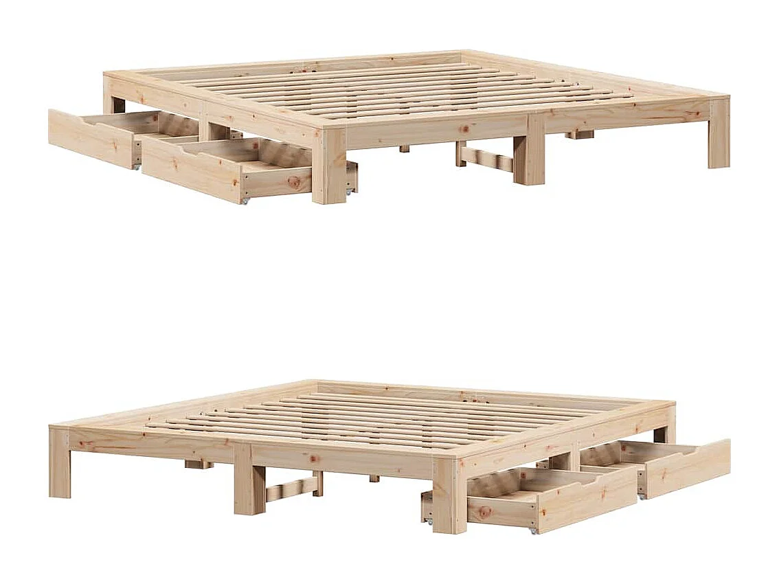 Bedframe zonder matras massief grenenhout 200x200 cm