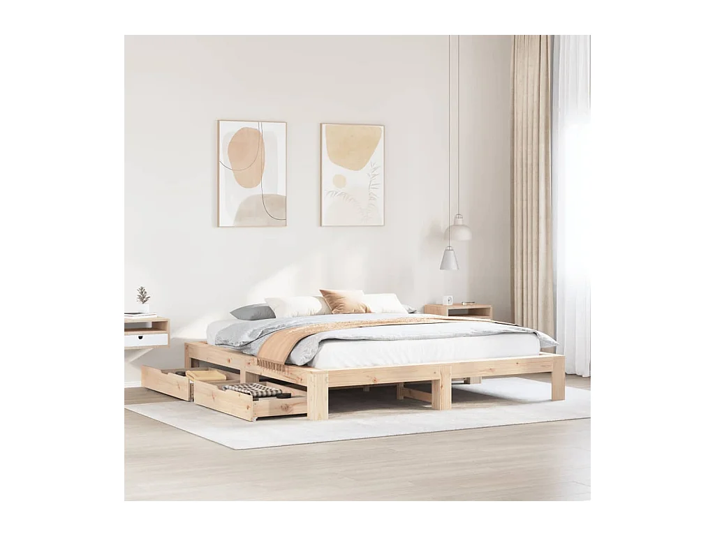 Cadre de lit sans matelas 200x200 cm bois massif de pin