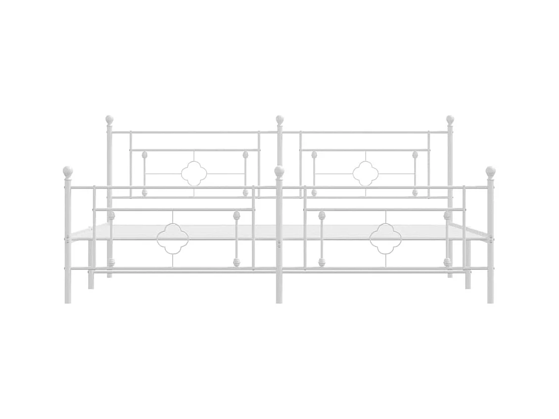 Bettgestell mit Kopf- und Fußteil Metall Weiß 193x203 cm