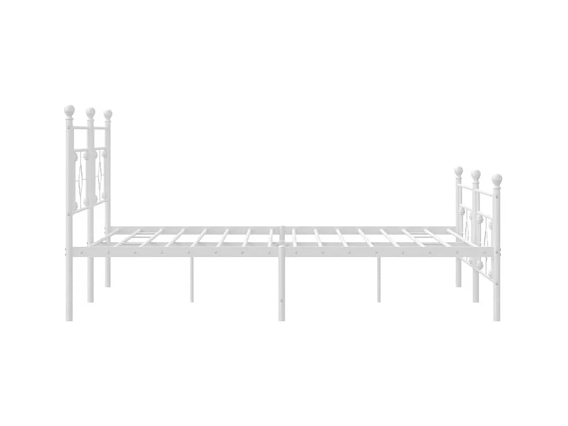 Bettgestell mit Kopf- und Fußteil Metall Weiß 193x203 cm