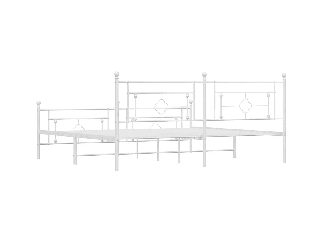 Bettgestell mit Kopf- und Fußteil Metall Weiß 193x203 cm
