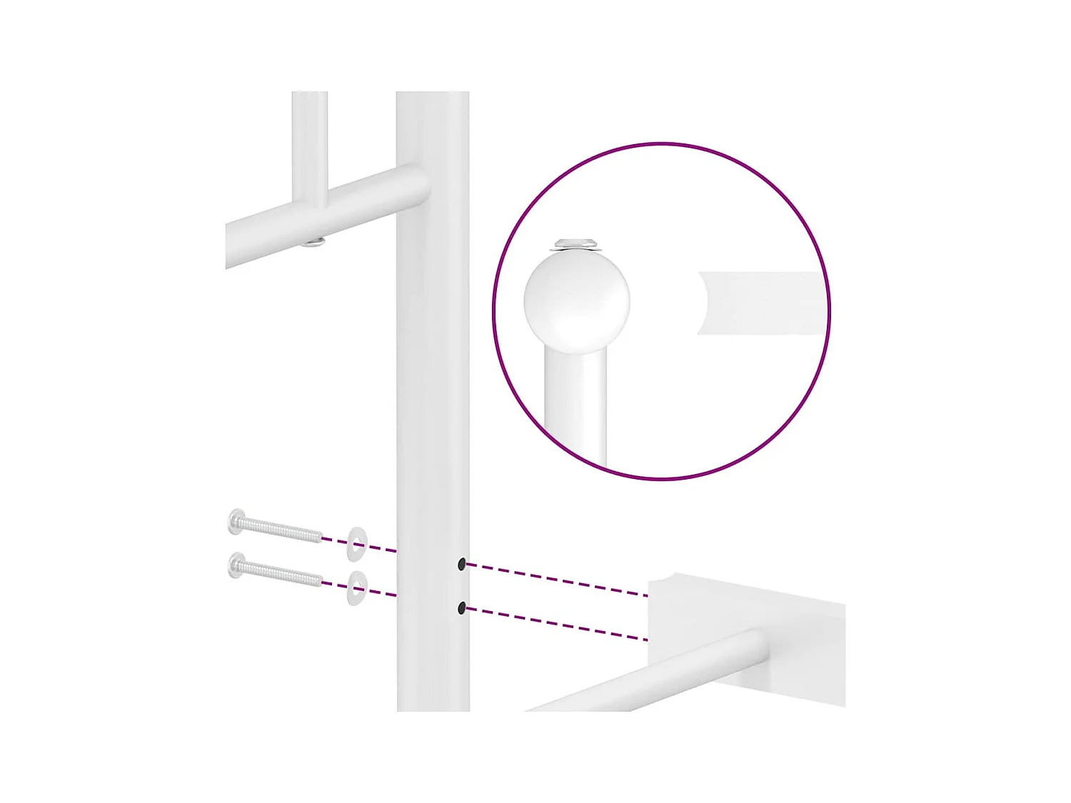 Bettgestell mit Kopf- und Fußteil Metall Weiß 193x203 cm