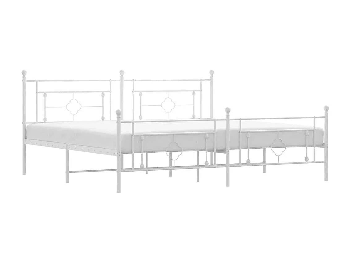 Bedframe met hoofd- en voeteneinde metaal wit 193x203 cm