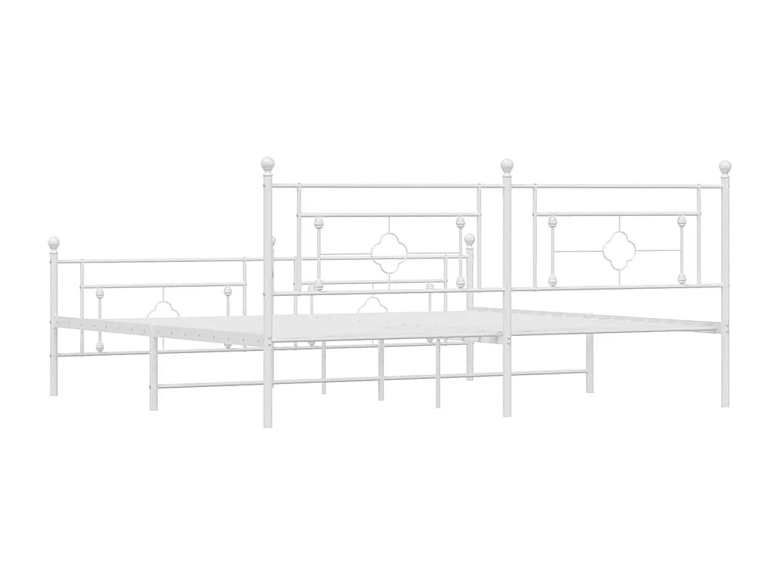 Bedframe met hoofd- en voeteneinde metaal wit 193x203 cm