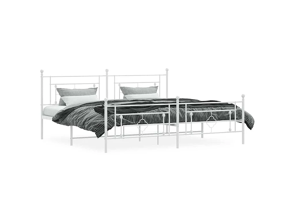Bedframe met hoofd- en voeteneinde metaal wit 193x203 cm