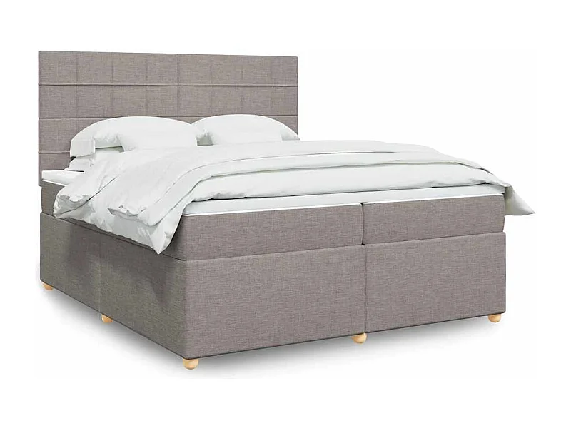 Sommier à lattes de lit avec matelas Taupe 200x200 cm Tissu