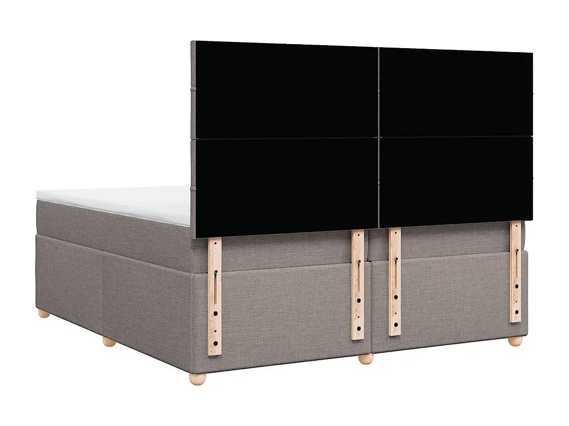 Cama com molas/colchão 200x200 cm tecido castanho-acinzentado