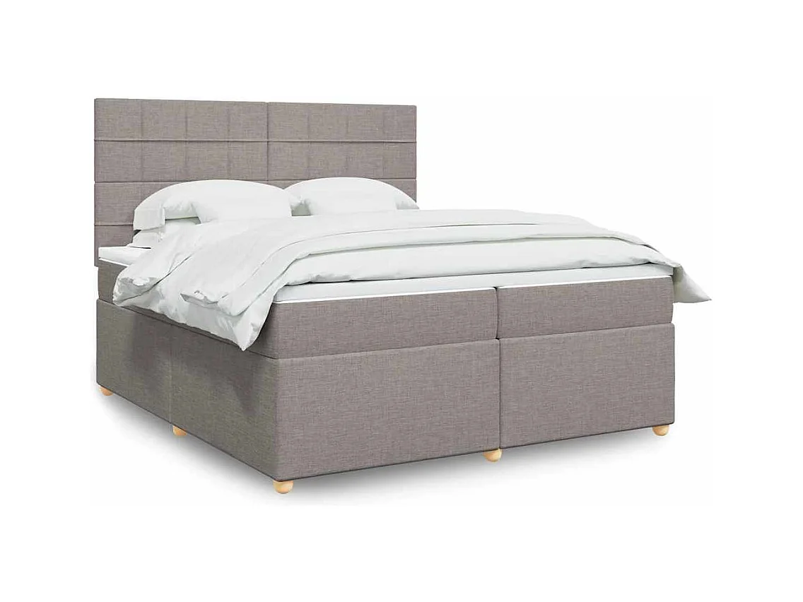 Sommier à lattes de lit avec matelas Taupe 200x200 cm Tissu