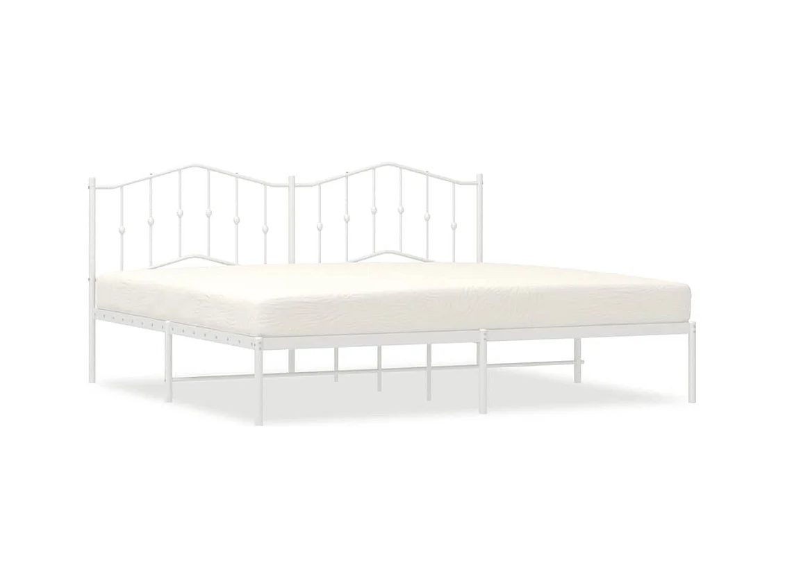 Cadre de lit métal sans matelas et tête de lit blanc 193x203 cm