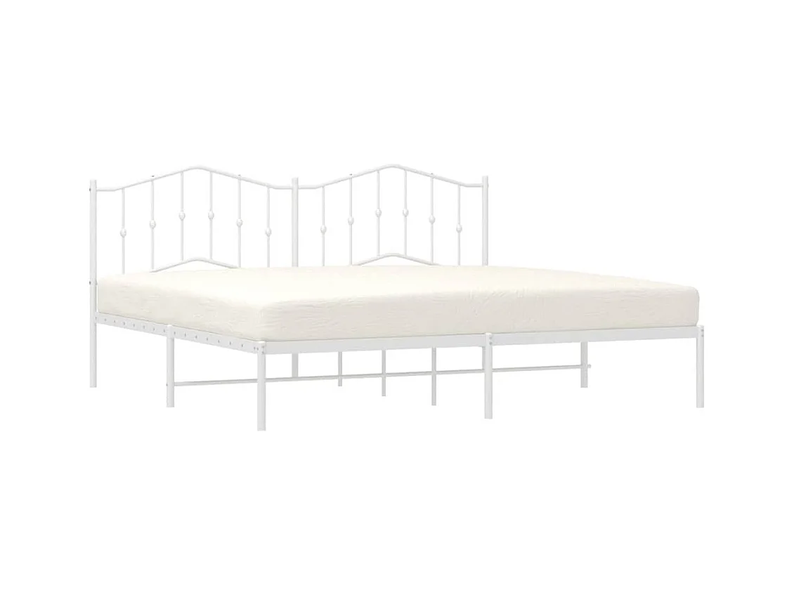 Cadre de lit métal sans matelas et tête de lit blanc 193x203 cm
