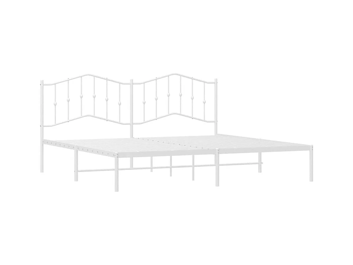 Cadre de lit métal sans matelas et tête de lit blanc 193x203 cm