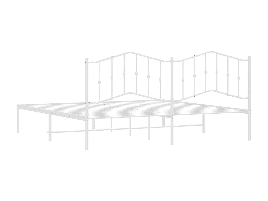Cadre de lit métal sans matelas et tête de lit blanc 193x203 cm