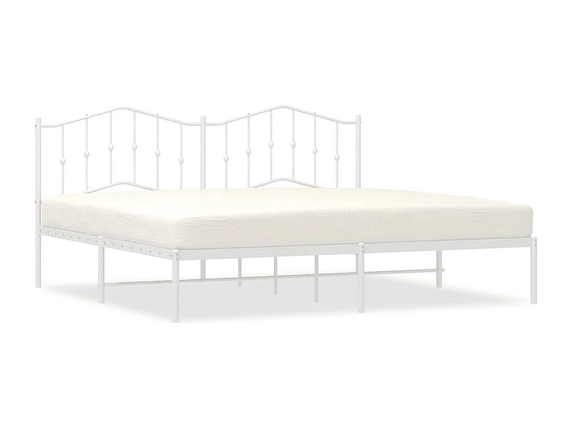 Cadre de lit métal sans matelas et tête de lit blanc 193x203 cm