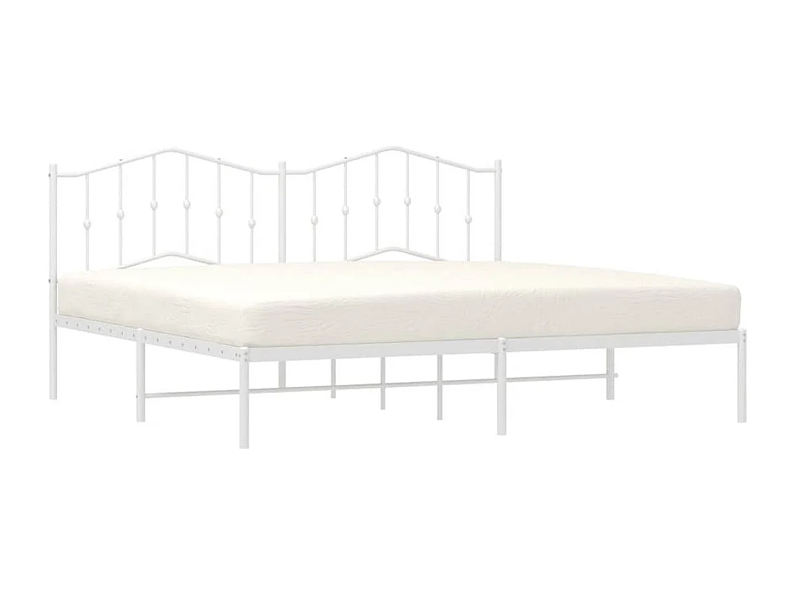 Cadre de lit métal sans matelas et tête de lit blanc 193x203 cm