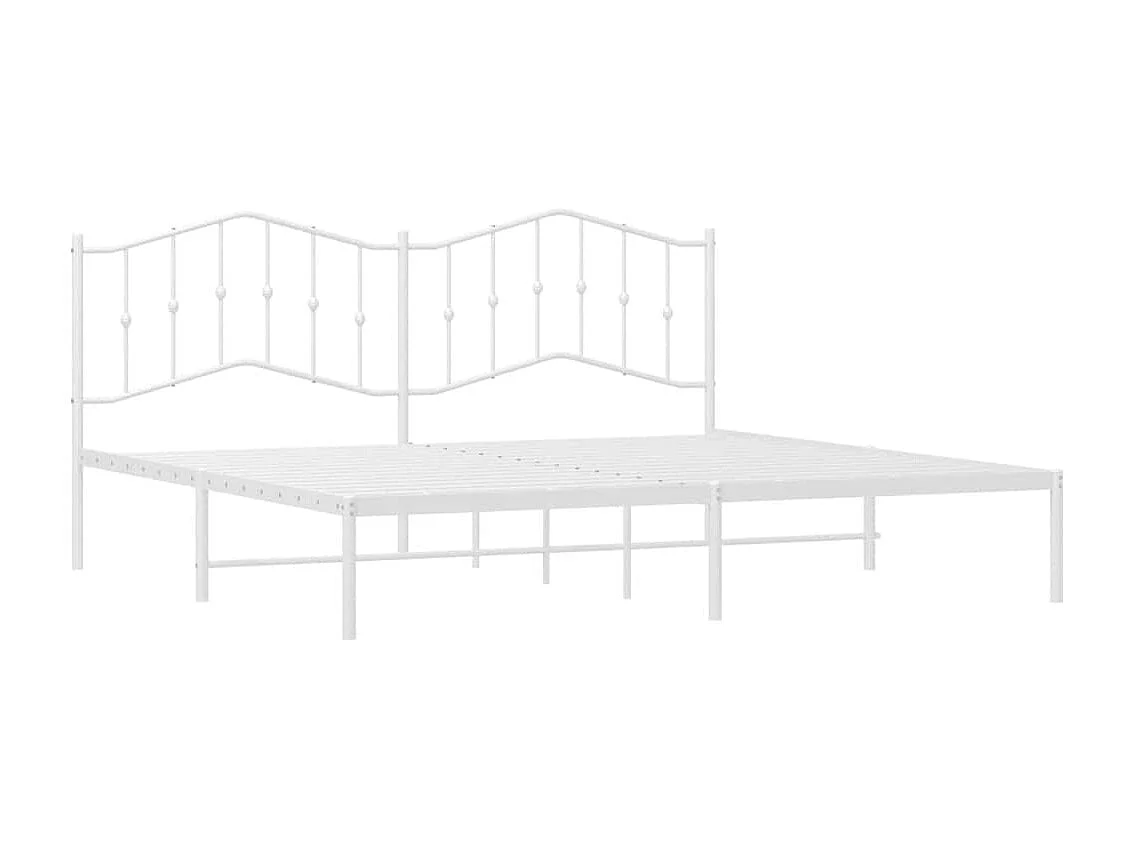Cadre de lit métal sans matelas et tête de lit blanc 193x203 cm