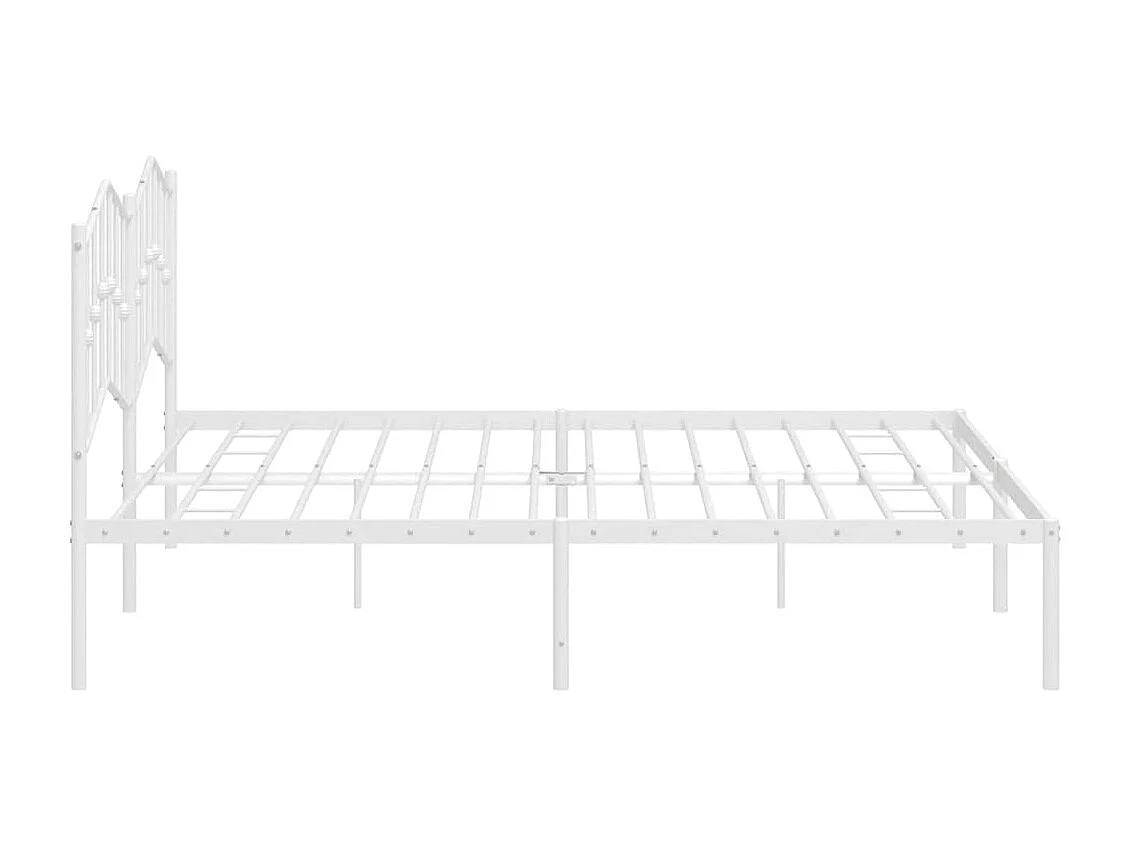 Cadre de lit métal sans matelas et tête de lit blanc 193x203 cm