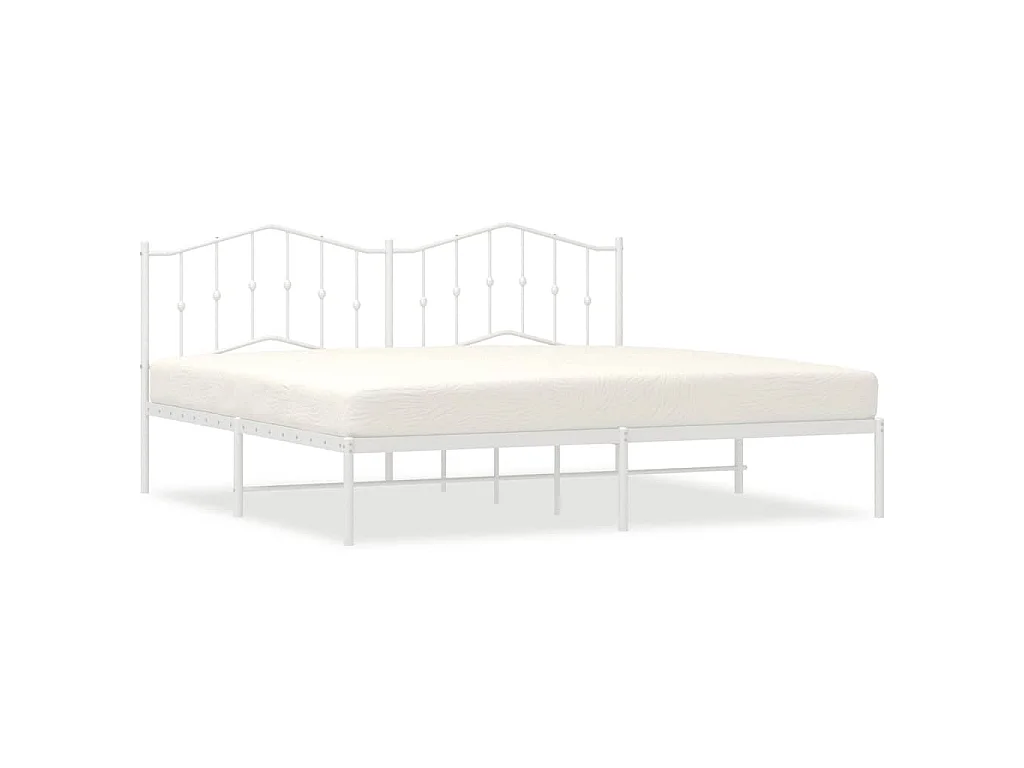 Bettgestell mit Kopfteil Metall Weiß 193x203 cm