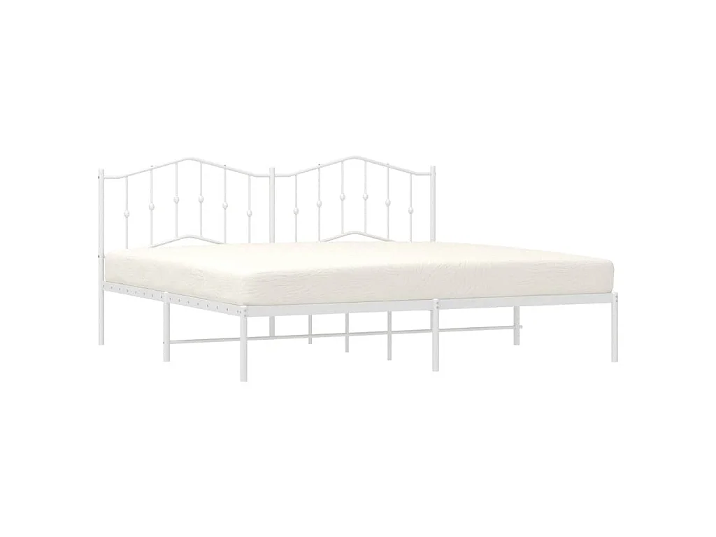 Bettgestell mit Kopfteil Metall Weiß 193x203 cm