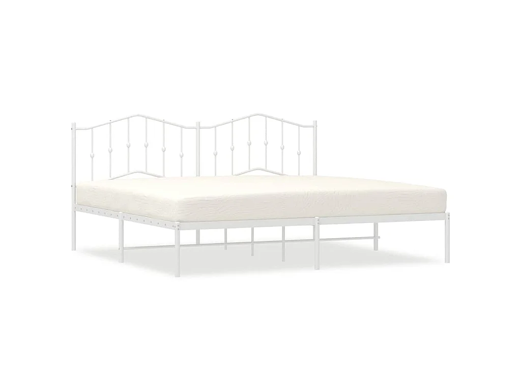 Cadre de lit métal sans matelas et tête de lit blanc 193x203 cm