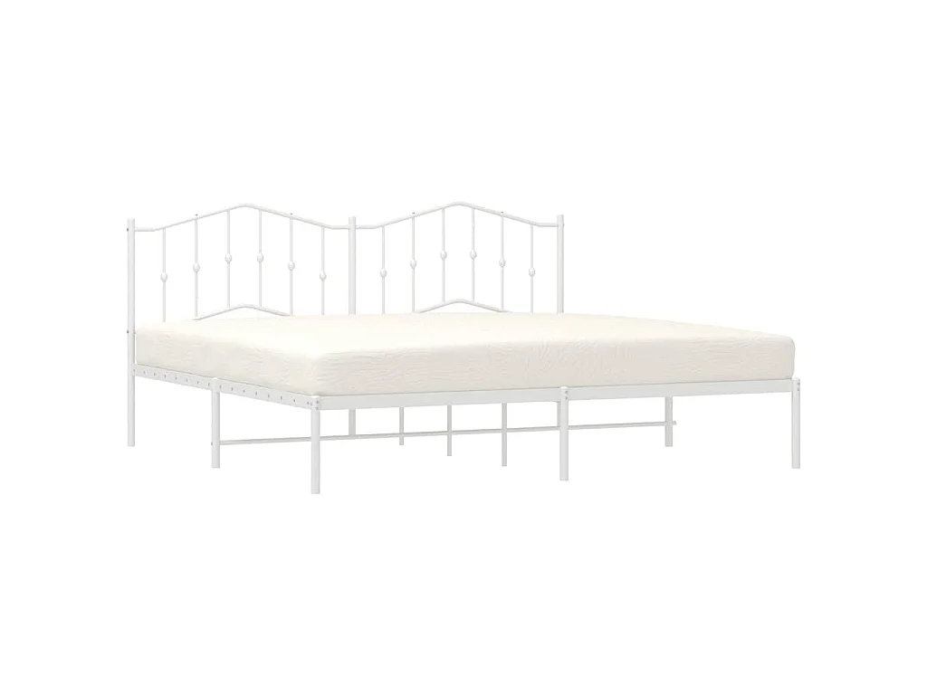 Cadre de lit métal sans matelas et tête de lit blanc 193x203 cm