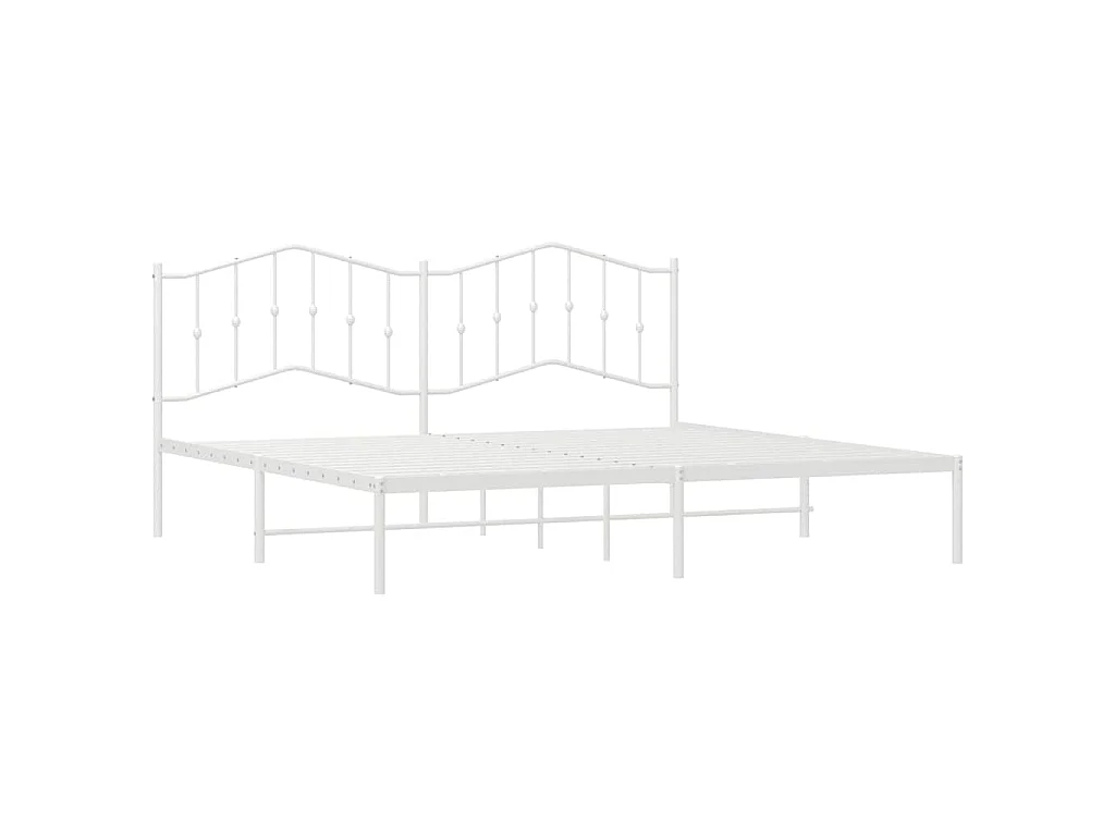 Cadre de lit métal sans matelas et tête de lit blanc 193x203 cm