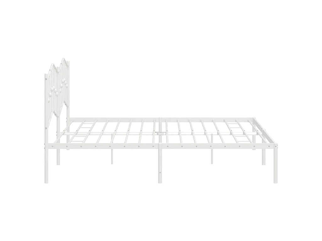 Cadre de lit métal sans matelas et tête de lit blanc 193x203 cm