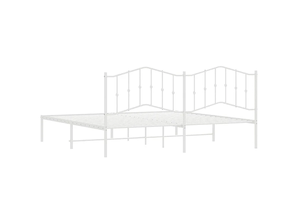 Cadre de lit métal sans matelas et tête de lit blanc 193x203 cm