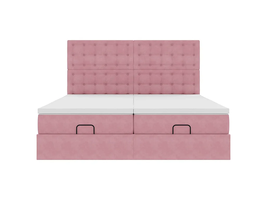 Ottoman bed met matrassen en LED's 200x200cm fluweel roze