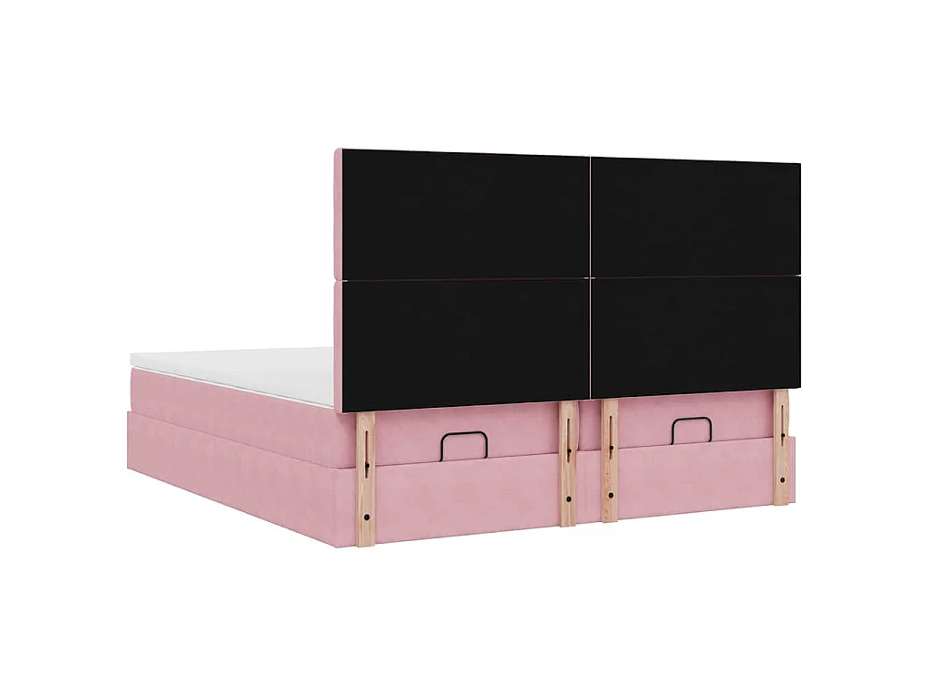 Ottoman bed met matrassen en LED's 200x200cm fluweel roze