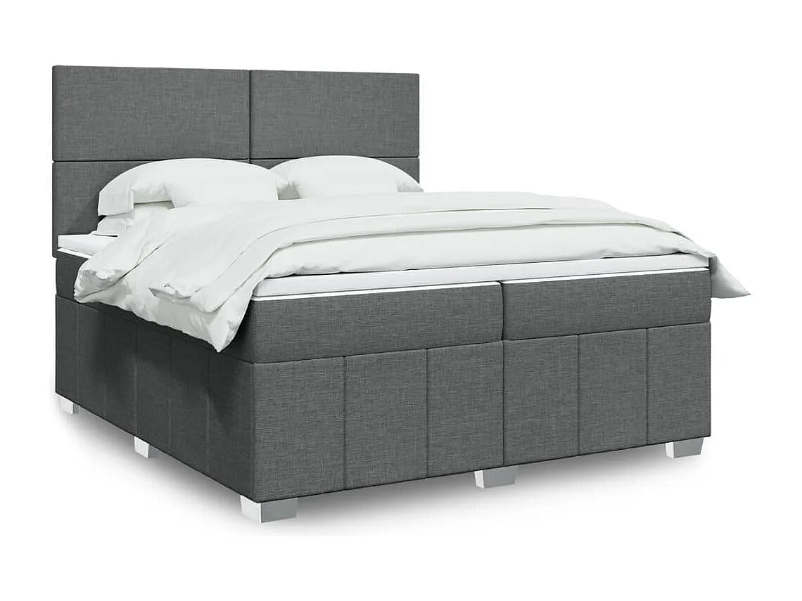 Boxspringbett mit Matratze Dunkelgrau 200x200 cm Stoff