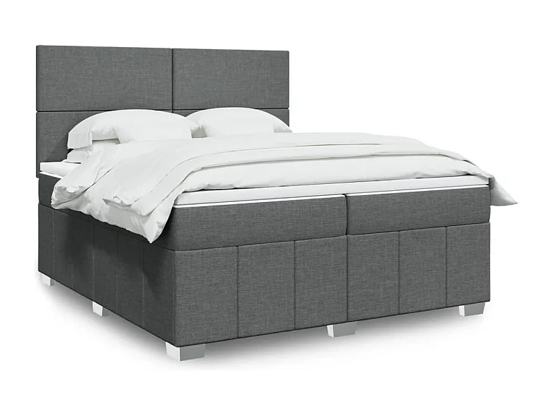 Boxspringbett mit Matratze Dunkelgrau 200x200 cm Stoff