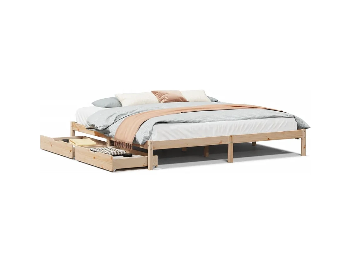 Letto senza Materasso 200x200 cm in Legno Massello di Pino