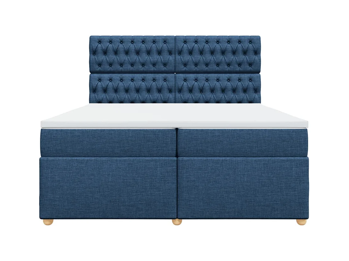 Sommier à lattes de lit avec matelas Bleu 200x200 cm Tissu